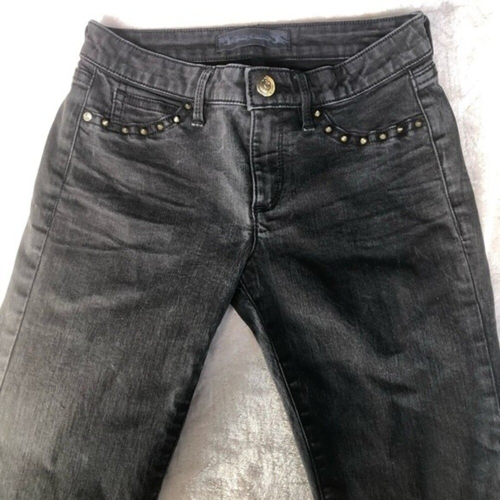 Vintage Juicy Couture Girl's Y2K Black Skinny Denim Jeans Embellishments 12